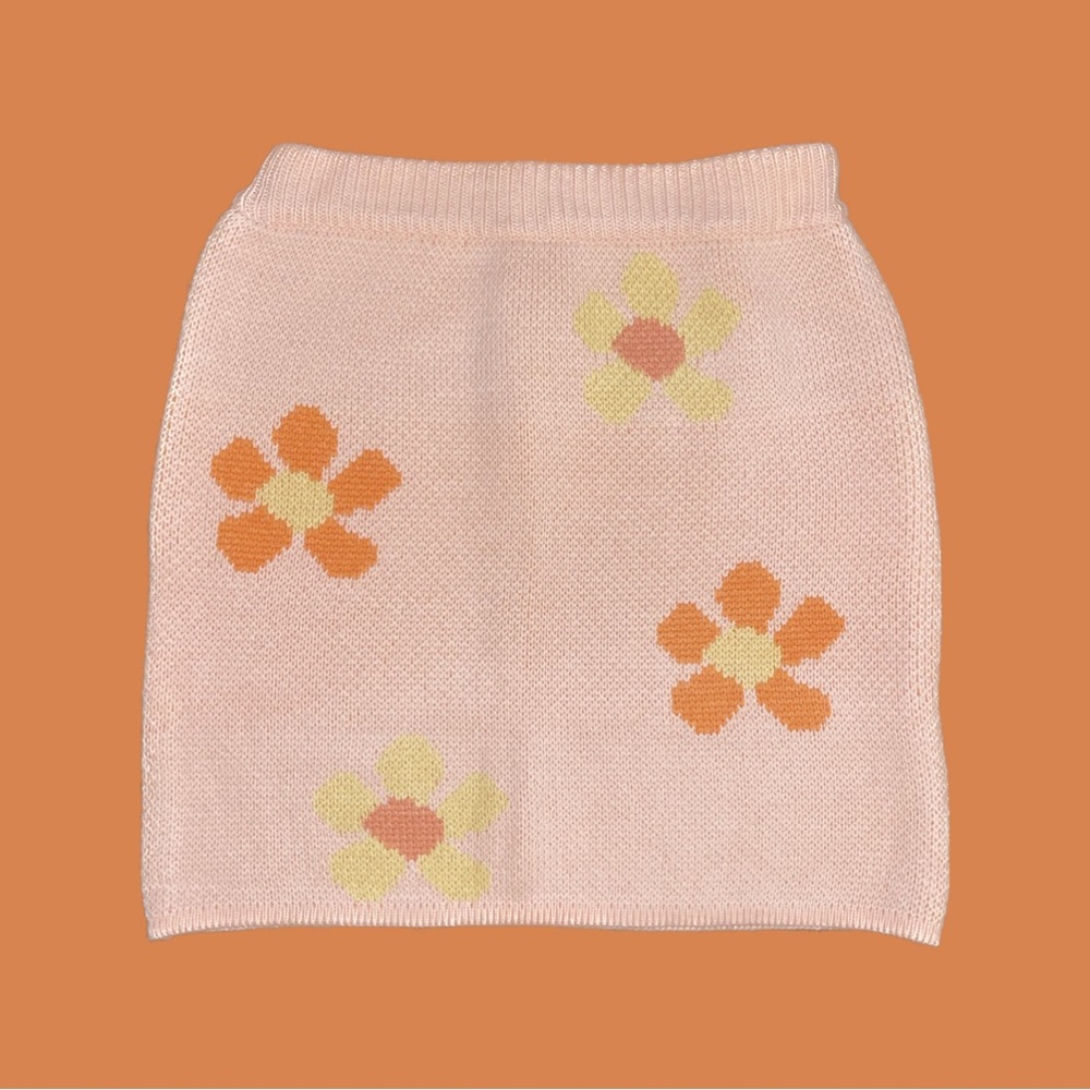 Pink Floral Knit Mini Skirt